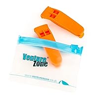 High Visibility Safety, Emergency, Distress Whistle - Orange Two Pack (EN ISO 12402-8 Certified) with Reusable Zip-Pouch for Outdoors, Boating, Lifejackets, Water Sports, Mountaineering and Signalling