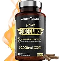 Black Maca Root Capsules Highest Potency 40:1- 30,000mg - for Men & Women - Boost Stamina, Performance, Energy, Muscle Gain & Workout, Organic Peruvian Maca Pills w/ Bioperine, Non-GMO (180 Capsules)