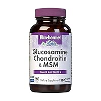 Nutrition Glucosamine Chondroitin Plus MSM, Glucosamine, Chondroitin Sulfate, Vitamin C & OptiMSM, Bone & Joint Health, Non GMO, Gluten Free, Soy Free, Milk Free, 180 Vegetable Capsules