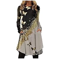 Trendy Fall Winter Long Sleeve Midi Dress Casual Plus Size Party Dress Elegant Vintage Smocked Flowy Cocktail Dress