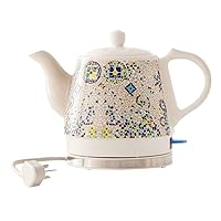 Kettles,Electric Ceramic Kettle Cordless Tea Jug-Retro Jug,Water Fast for Tea, Coffee,Oatmeal-Removable Base,Boil Dry Protection 1L 1200W White