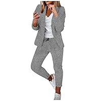RMXEi Women's Wool & Coats Women's 2-Piece Fashionable Plaid Stripe Printed Casual Suit Temperament Fashionable Casual Suit
