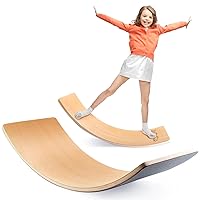 35 Inch Wooden Balance Board Wobble Board for Kids Toddlers, Teens, Adults, Wood Kids Toys for Kids - Wobble Balance Board Kids - Kids Wooden Toys - Montessori Waldorf Learning Toys Rocker
