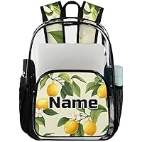 Fresh Lemon Fruit Personalized Clear Backpack Custom Large Clear Backpack Heavy Duty PVC Transparent Backpack with Reinforced Strap for Work Travel