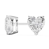 14k White Gold Heart Shape Diamond Stud Earrings 2 Carats