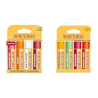 Burt's Bees Lip Balm Easter Basket Stuffers - Pink Grapefruit, Mango, Coconut & Pear, Pomegranate and Original Beeswax, Cucumber Mint, Watermelon & Sweet Mandarin Packs, 0.15 oz, 4 Tubes