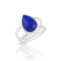 Natural Pear Gemstone 925 Sterling Silver Statement Ring Gift Jewellery For Girls Women