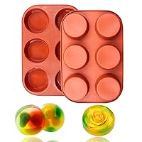 6 Cavity Round Silicone Mold For Muffin Cupcake Bread Handmade Soap DIY cake mold Dessert Mold, Set of 2
