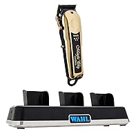 Wahl Professional Power Station 5 Star Gold Cordless Magic Clip Hair Clipper Bundle