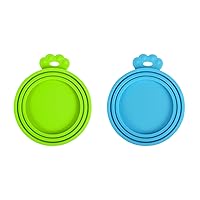 PetBonus 2 Packs Silicone Pet Can Lids, Dog Cat Food Can Cover, Universal Size Can Tops, 1 fit 3 Standard Size Food Cans, BPA Free Dishwasher Safe (Blue, Green)