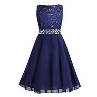 TiaoBug Embroidered Flower Girls Dress Wedding Party Bridesmaid Floral Lace Formal Dress Ball Gown Princess Tutu Dresses