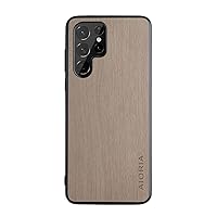 Simple Retro Wood Grain Ultra Thin Phone Case PC + PU Leather + TPU Shockproof Bumper for Samsung Galaxy A41 A72 A52 A22 A12 A31 A71 A51 A13 5G Back Cover(Grey,Samsung A32 5G)