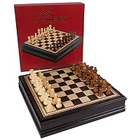 Kavi Inlaid Wood Chess Board Game with Weighted Wooden Pieces, Large 18 x 18 Inch Set