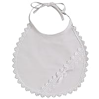 White Cotton Laced Christening Baptism Bib