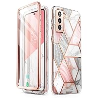 i-Blason Glitter Case for Samsung Galaxy S22 (6.1 Inch) 5G Mobile Phone Case Bumper Case 360 Degree Protective Case Glossy Cover [Cosmo] with Integrated Screen Protector 2022 Edition (Marble)