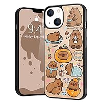 Cute Capybara Printed Phone Case for iPhone 13 Mini,Shockproof Anti-Scratch Protective Stylish Slim Cover Hybrid Hard Back with Soft Rubber Bumper Case for iPhone 13 Mini