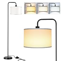 [Upgraded] LED Floor Lamp for Living Room, 3 Color Temperature Floor Lamp with Foot Switch Modern Standing Lamp Tall Pole Floor Reading Lamp for Bedroom, Study Room, Office, 9W Bulb Included, Black