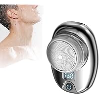 Shavers for Men Portable Mini Electric Razor with LCD Display, Electric Shaver for Men, USB Rechargeable, Waterproof, One-Button Use (Silver)
