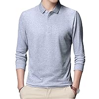 Long Sleeve Polo Tee Shirt Men Casual Solid Men's Clothing Polos Shirts Mens Slim Fit Polo Shirt Tops