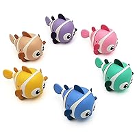 Cute Baby Toddler Wind Up Toy Animal Fish Car Vehicle Driving on Ground Kids Birthday Gifts - 6 Pack