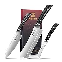 Kitchen Knife Set, 3 Piece German High Carbon Stainless Steel Chef Knife, Nakiri Knife, Bird Knife, Razor Sharp Cutting Knife With Forged Triple Rivet, Ideal Gift for cooking lovers