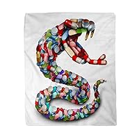 60x80 Inches Flannel Throw Blanket Medicine Danger As Group of Pills and Prescription Drug Home Decorative Warm Cozy Soft Blanket for Couch Sofa Bed