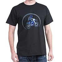 Dark T-Shirt Motocross MX Flying Dirt Bike in Blue