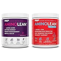 AminoLean Pre Workout Energy (BlackBerry Pomegranate 30 Servings) with AminoLean Recovery Post Workout Boost (Tropical Island Punch 30 Servings)