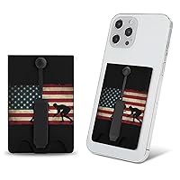 USA Flag Wrestling-1 Cell Phone Card Holder for Phone Case Stick On Card Wallet Sleeve Phone Pocket for Back of Phone