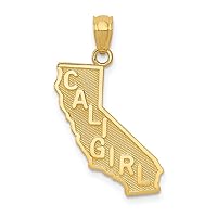 Saris and Things 14k Yellow Gold Solid Cali Girl State Charm Pendant