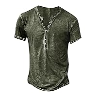 Shirts for Men,Summer Plus Size Short Sleeve Lightweight Shirt Button Solid Casual Top Loose Tees T Shirt Blouse