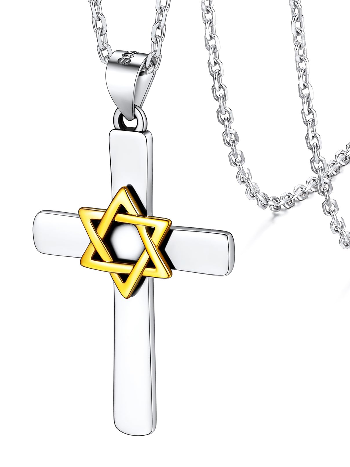 FaithHeart Star of David Jewish Necklace-Sterling Silver Pendant for Women-The Seal of Solomon Talisman Tantrism Hexagram Jewelry for Men