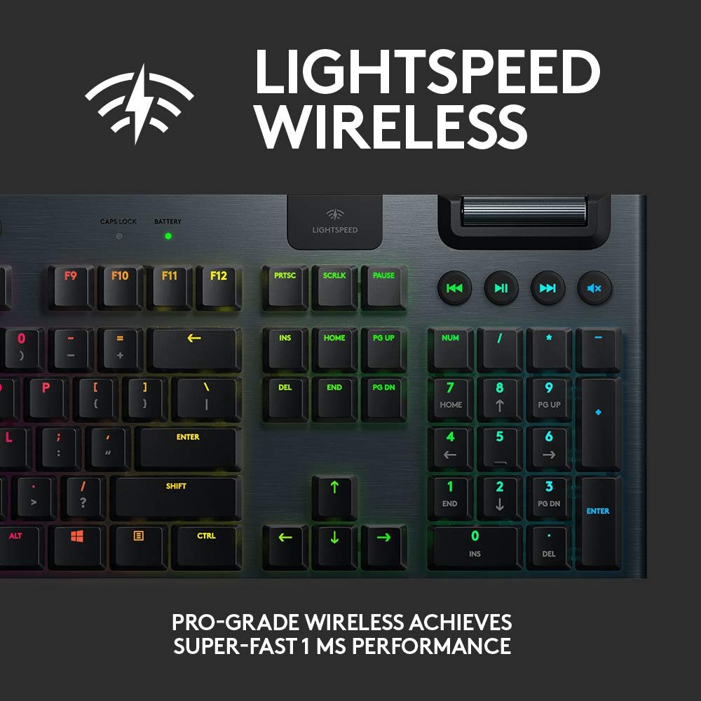 Logitech G915 Wireless Mechanical Gaming Keyboard (Clicky), Black & 502 Lightspeed Wireless Gaming Mouse with Hero 25K Sensor, PowerPlay Compatible, Tunable Weights and Lightsync RGB - Black