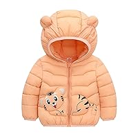 Floral Jacket Toddler Boys Girls Winter Windproof Cartoon Tiger Prints Bear Ears Hooded Coat Short Jacket for Girls
