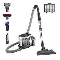 Eureka Bagless Canister Vacuum Cleaner, Lightweight Vac for Carpets and Hard Floors, Silver with Black