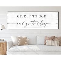 NATVVA Wall Art Give It to God and Go to Sleep Sign Canvas Print Poster Canvas Art Prints Painting Picture Artwork Home Master Bedroom Over Bed Wall Decor No Frame