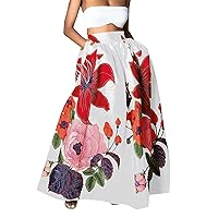 Skirts for Women 2024 Fashion Floral Print Loose Half Skirt High Waist Beach Extra Long Dress