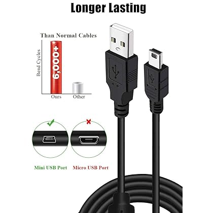 TPFOON 2Pcs Pack PS3 Controller Charger Charging Cable Sync Cord, 3M 10ft Mini USB Charge and Play Cable for PS Move/PS3/PS3 Slim Wireless Controller