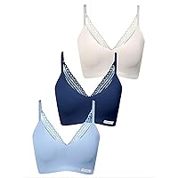 Wireless Bras for Women - 3 Pack Comfort Bralettes with Support Adjustable Seamless Sports Bras Lace Cami Crop S-XXL