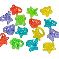 Rhode Island Novelty Plastic Glitter Rings, 144 Assorted Colors and Designs