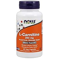 NOW L-carnitine 250mg, 60 Capsules (Pack of 2)
