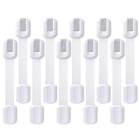 Child Safety Cabinet Locks - (10 Pack) Baby Proofing Latches to Drawer Door Fridge Oven Toilet Seat Kitchen Cupboard Appliance Trash Can with 3M Adhesive - Adjustable Strap No Drill No Tool