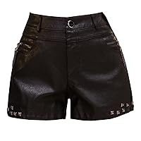 Faux Leather Shorts Women's Autumn and Winter High Waist A-line Elegant PU Leather Shorts Slim Wearing Shorts