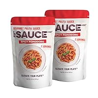 Le Sauce & Co., Two-Serving Spicy Pomodoro Gourmet Pasta Sauce (2-pack), Imported Italian San Marzano Tomatoes, Tomato Sauce, Meat Pasta Sauce, Spicy Pasta Sauce, Calabrian Peppers, All Natural