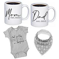 Pregnancy Gift Est 2023-New Parents Gifts-Mommy and Daddy Est 2023 11 oz Mug Set -