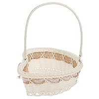 BESTOYARD Wedding Flower Basket Handmade Gifts Basket Woven Vintage Candy Burlap Wedding Busket Small Gift Bags with Handles Jute Basket Woven Flower Basket Heart Basket Petal Basket The Bus