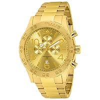 Invicta Men's 1270 Specialty Chronograph Gold Dial 18k Gold Ion-Plated Stainless Steel Watch
