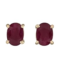 1.8 Carat Natural Red Ruby 14K Yellow Gold Solitaire Stud Earrings for Women Exclusively Handcrafted in USA