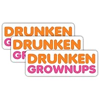 Drunken Grownups Funny Vinyl Sticker 5 Inch (3 Pack)