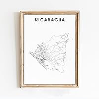 MG Global Minimalism Poster of Nicaragua Central America | 11x17 12x18 16x24 24x36 Hometown City Black and White Unframed Wall Art | Minimalist Print for Modern Home Office Decor